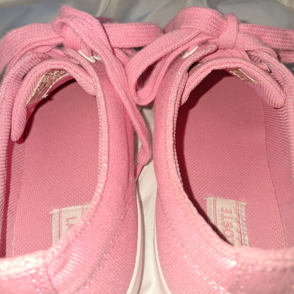 Lacoste Womens Pink Canvas Sneakers Sz 8 LIKE NEW! - Picture 11 of 14